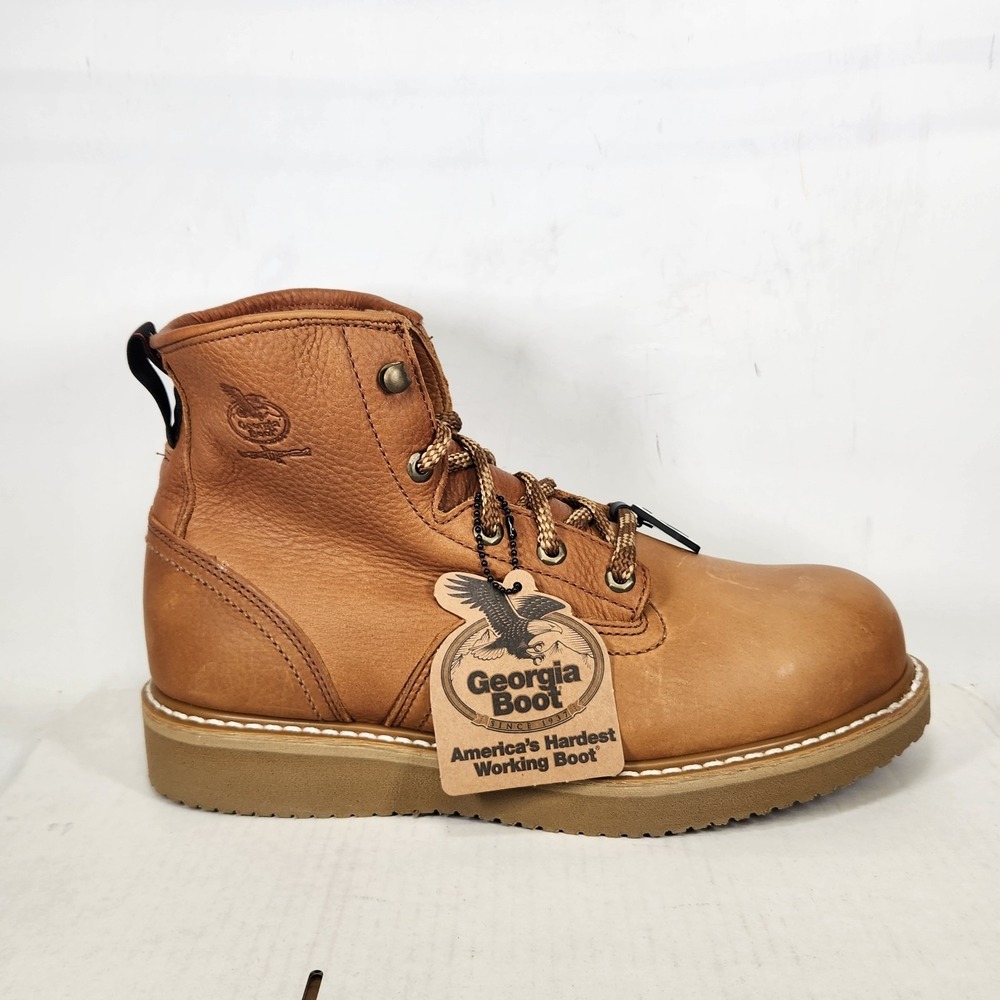 Georgia Boot Work Boot Mens Size 11.5 Barracuda Gold Steel Toe Wedge Leather